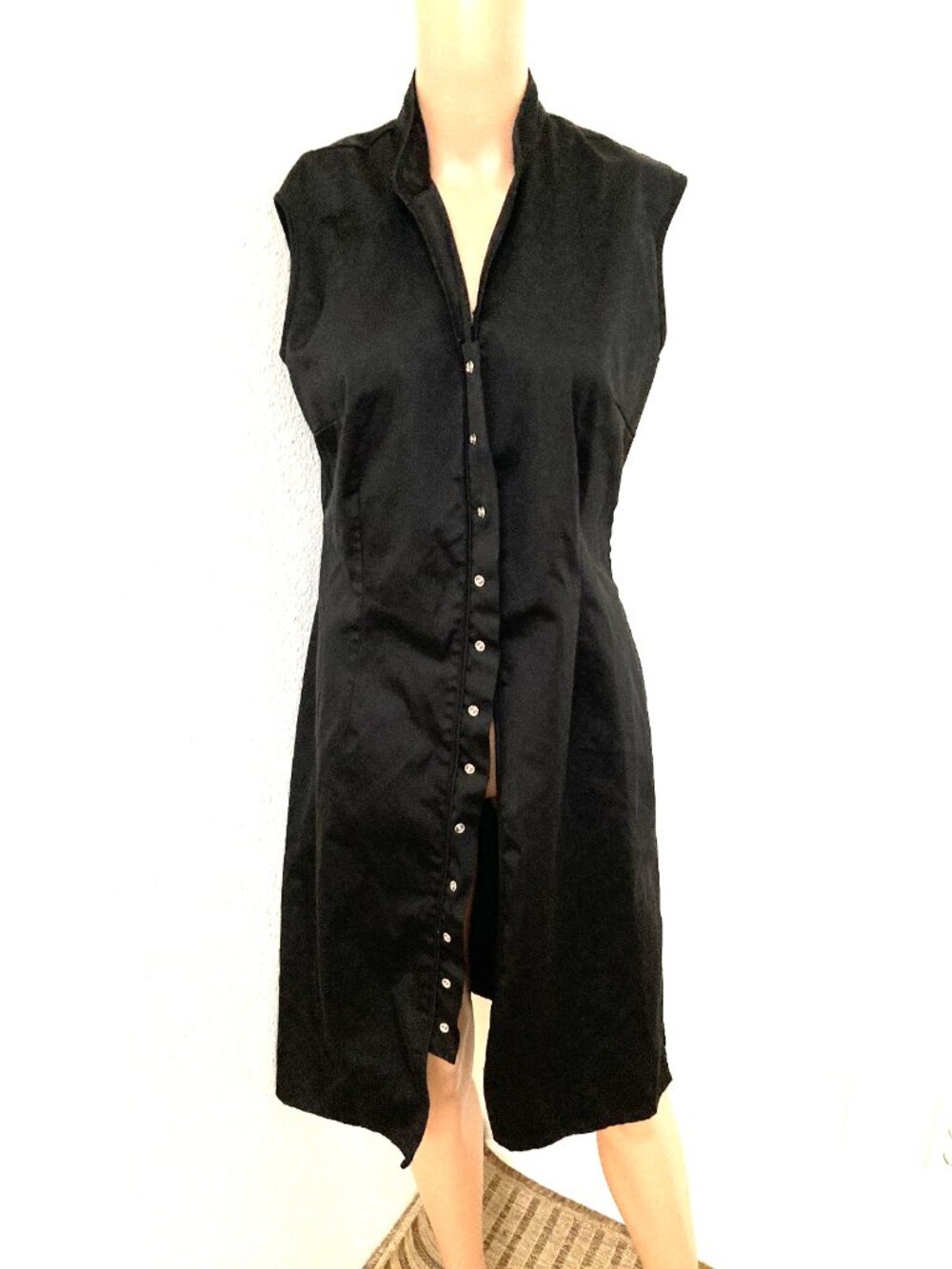 JACOB Women's Black Pencil Dress M/L Sleeveless Collared Button Front